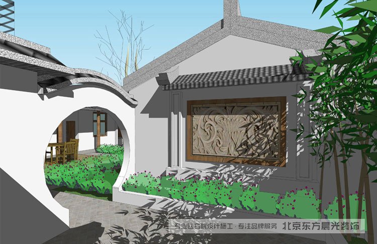 四合院月亮門、影壁設計效果圖
